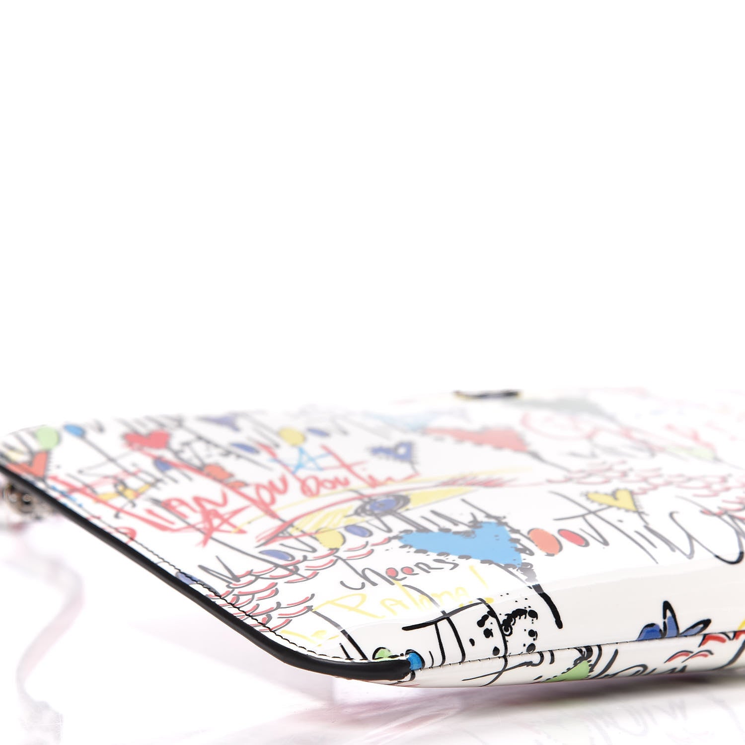 Christian Louboutin Patent Loubitag Loubiclutch Graffiti Clutch White 10 of 11
