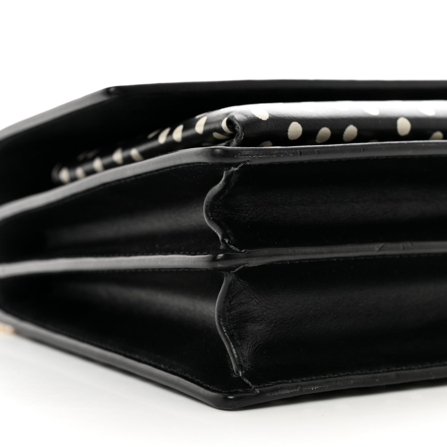 Calfskin Polka Dot Medium Monogram Sunset Black White