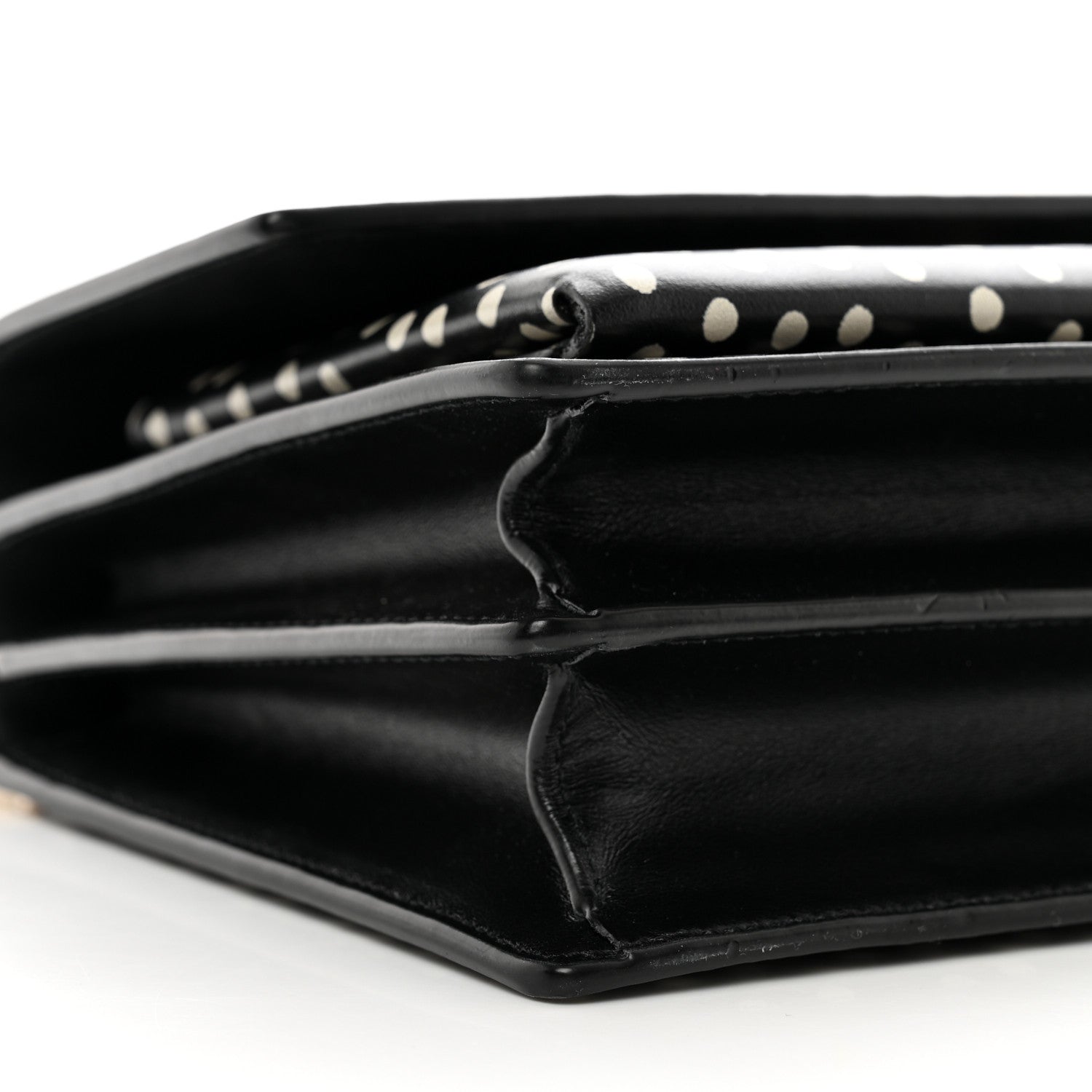 Saint Laurent Calfskin Polka Dot Medium Monogram Sunset Black White 8 of 10