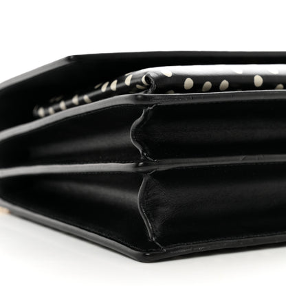 Saint Laurent Calfskin Polka Dot Medium Monogram Sunset Black White 8 of 10