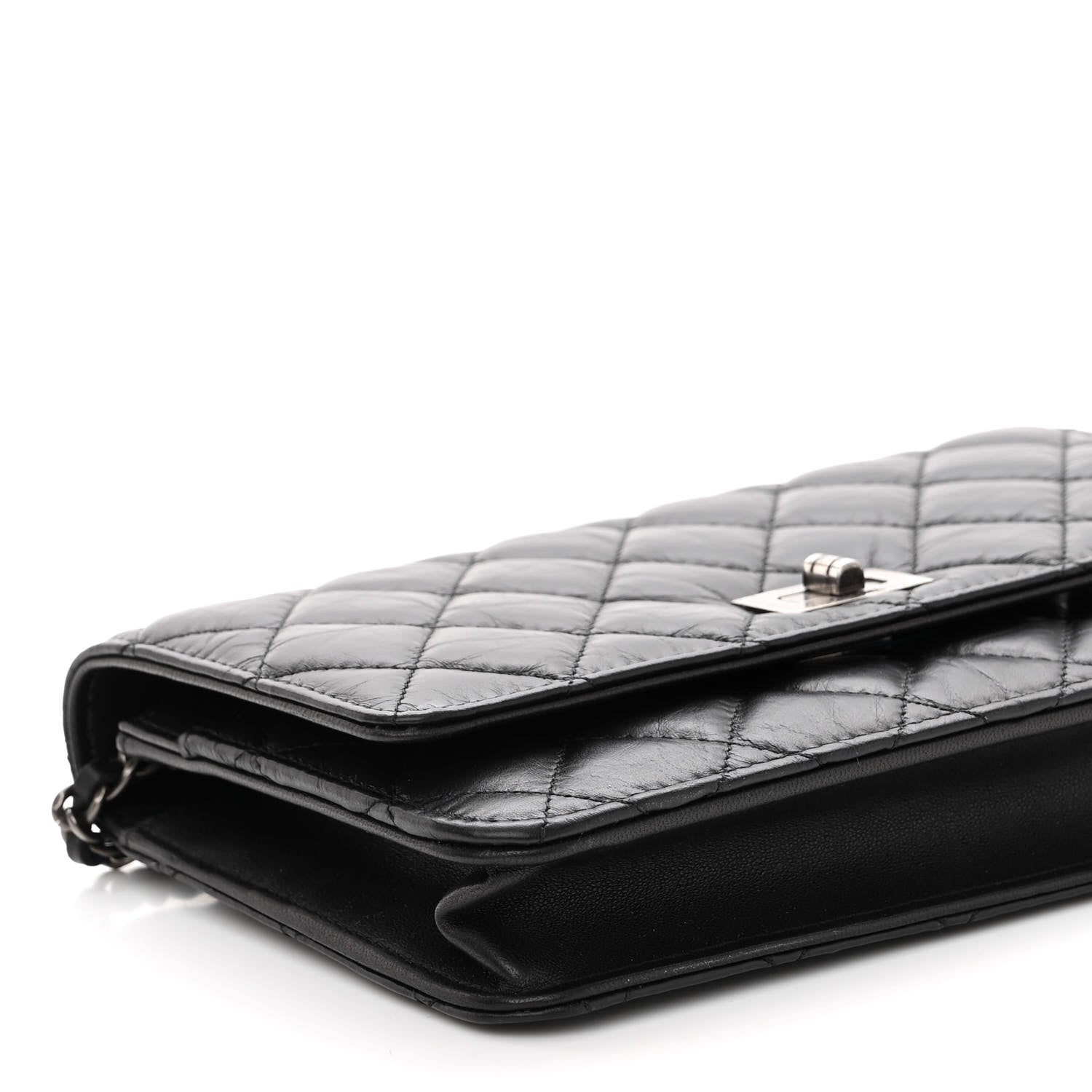 Chanel Aged Calfskin Quilted Reissue Wallet On Chain WOC Black 10 of 11
