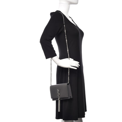 Saint Laurent Smooth Calfskin Classic Monogram Kate Tassel Chain Wallet Asphalt 2 of 10