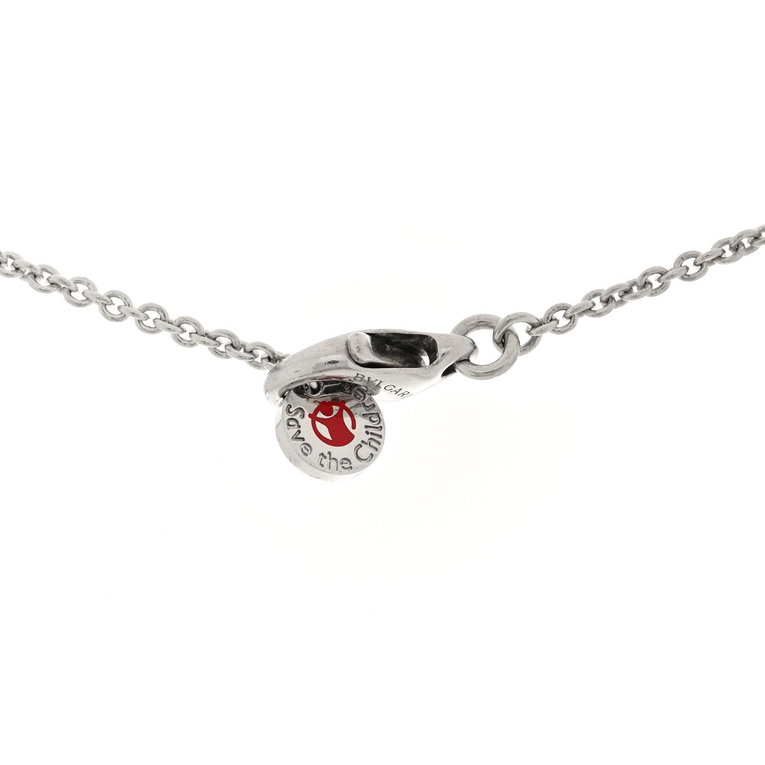 Bulgari Sterling Silver Ceramic Save The Children Pendant Necklace 4 of 5
