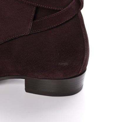 Saint Laurent Suede Soho Calfskin Ankle Boots 40 Deep Blood 21 of 25