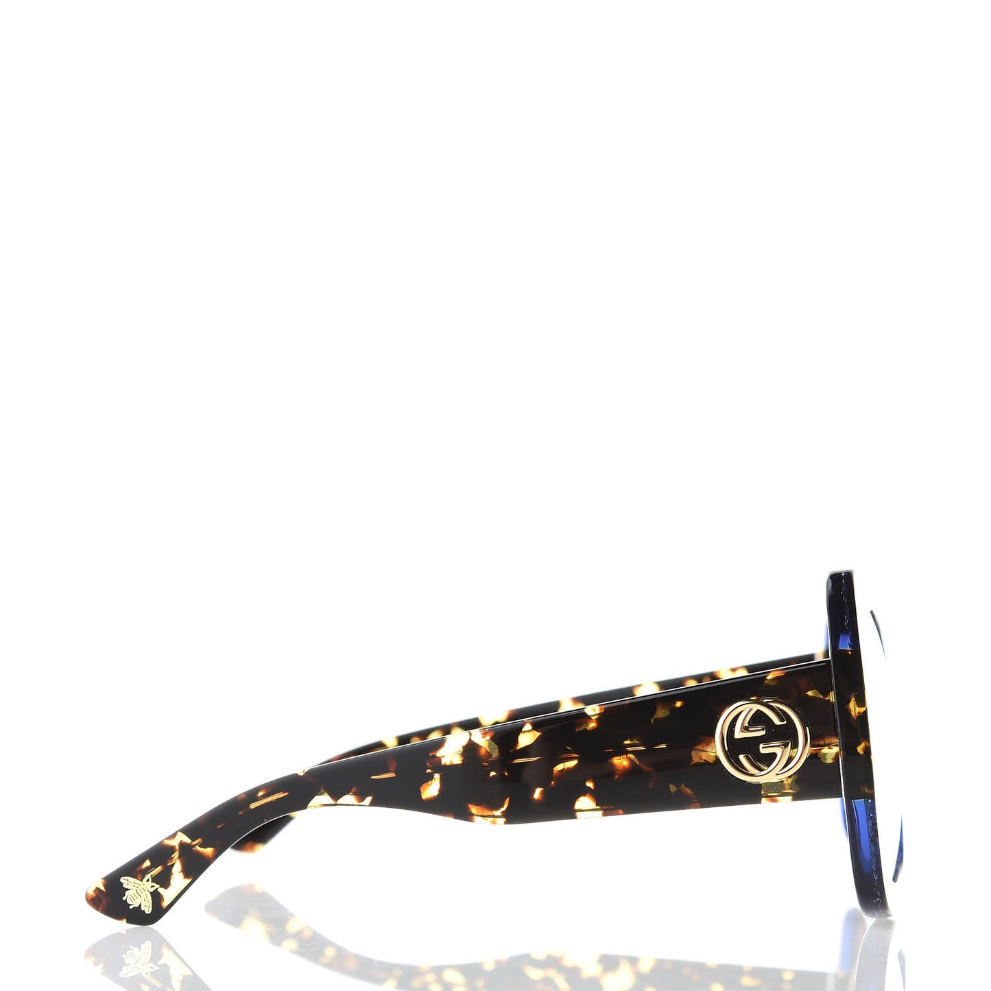 Square Frame GG0083S Sunglasses Glitter Blue Havana Brown