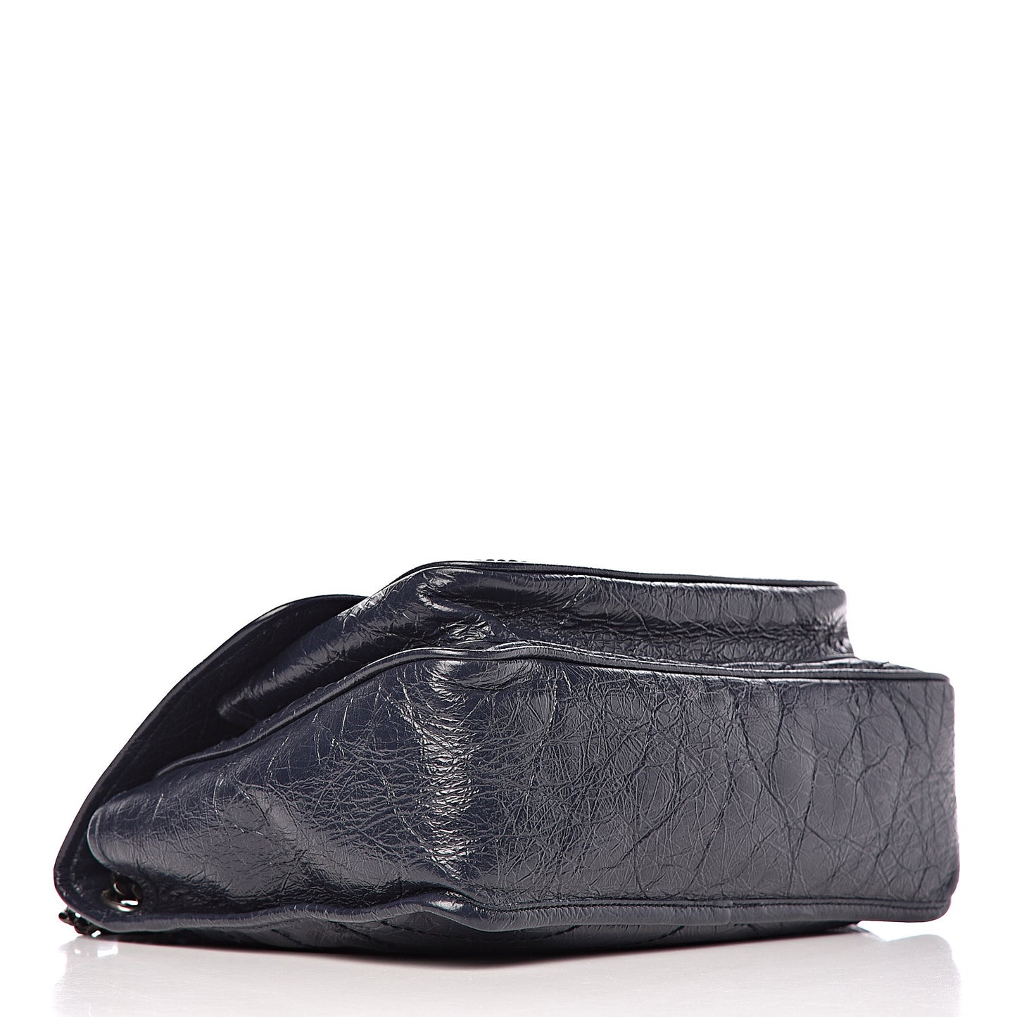 Crinkled Calfskin Matelasse Monogram Medium Niki Chain Satchel Deep Marine