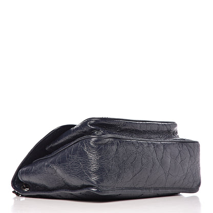 Saint Laurent Crinkled Calfskin Matelasse Monogram Medium Niki Chain Satchel Deep Marine 4 of 10
