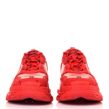 Balenciaga Technical Fabric Mesh Allover Logo Mens Triple S Sneakers 39 Red Black 2 of 6