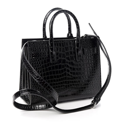 Saint Laurent Calfskin Crocodile Embossed Nano Sac De Jour Black 2 of 9