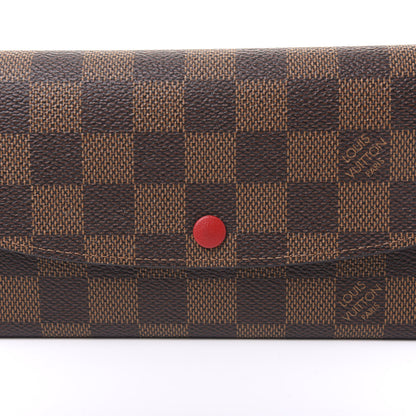 Louis Vuitton Damier Ebene Emilie Wallet Red 6 of 9