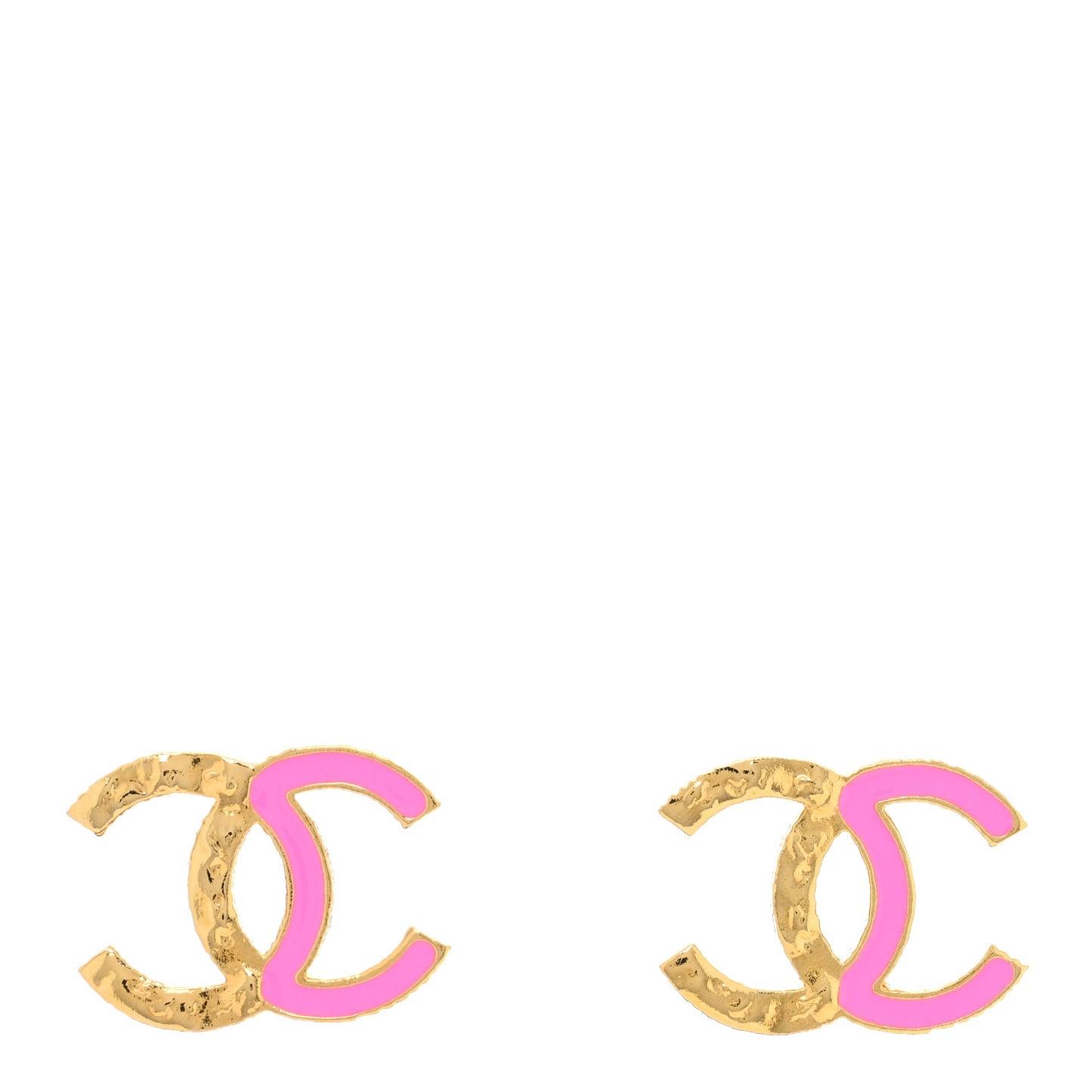 Enamel CC Earrings Pink Gold
