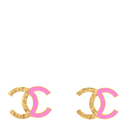 Chanel Enamel CC Earrings Pink Gold 1 of 5