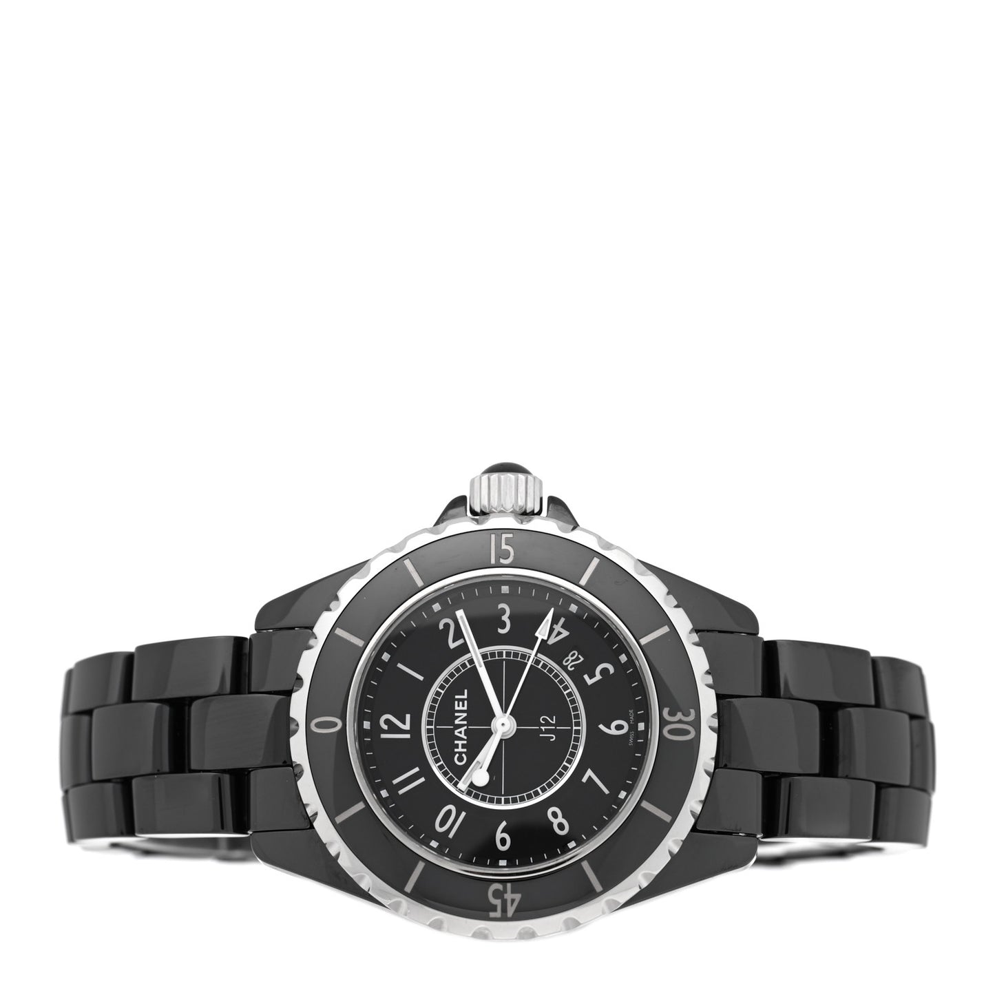 Stainless Steel Ceramic Diamond 33mm J12 Quartz Watch Black