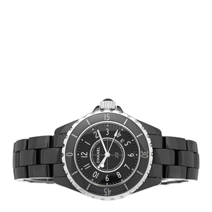 Chanel Stainless Steel Ceramic Diamond 33mm J12 Quartz Watch Black 2 of 4