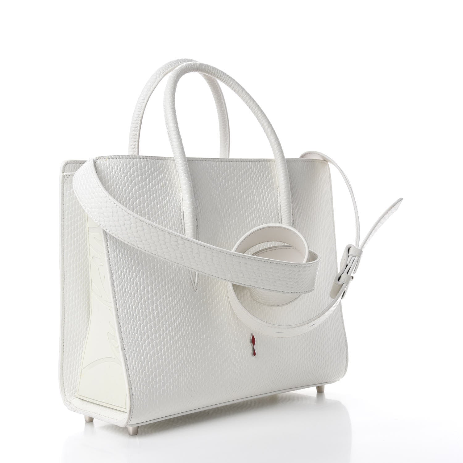 Christian Louboutin Calfskin Lizard Embossed Medium Paloma White 3 of 15