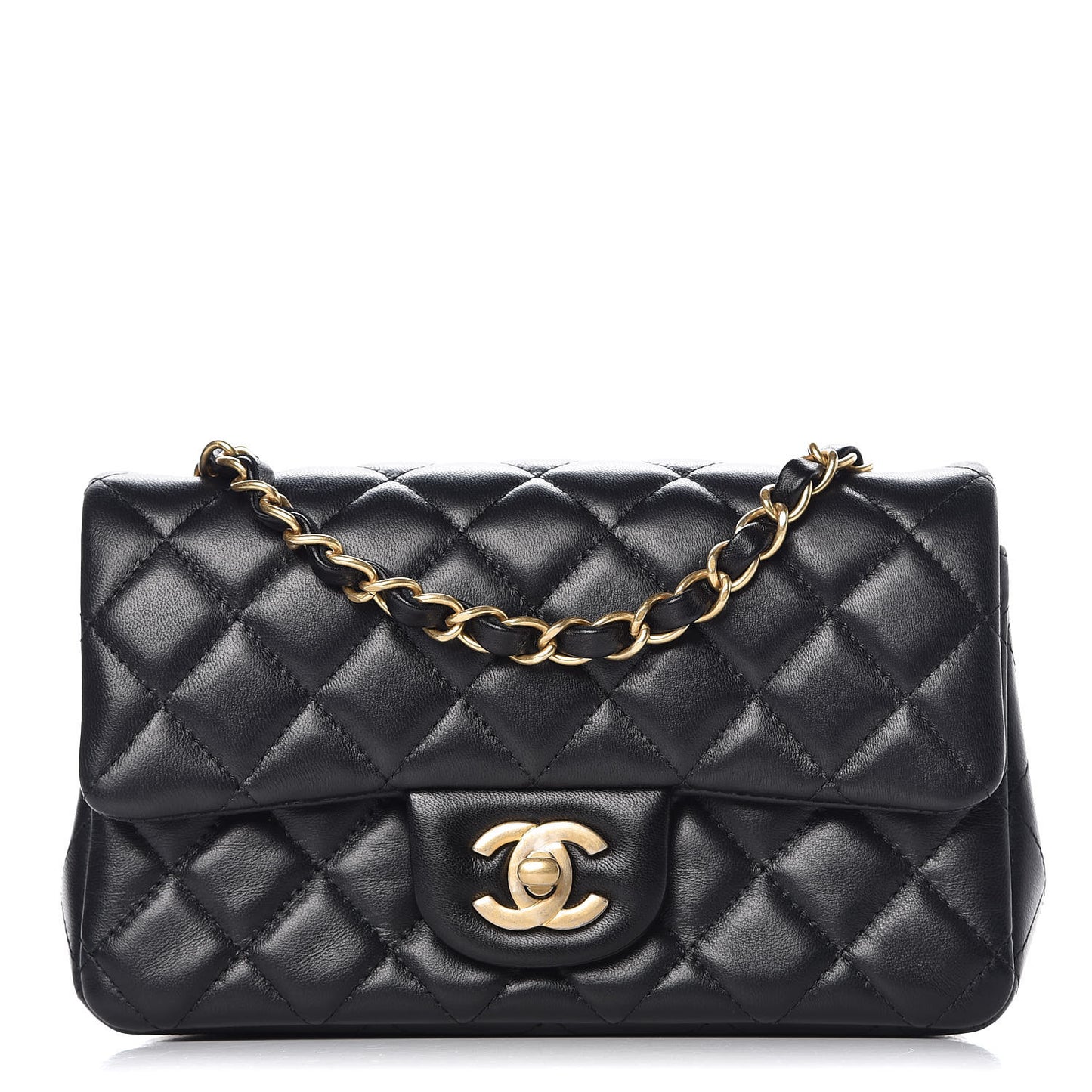 Lambskin Quilted Mini Rectangular Flap Black