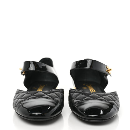 Chanel Patent Lambskin Quilted Cap Toe Ballerina Flats 36 Black 2 of 8