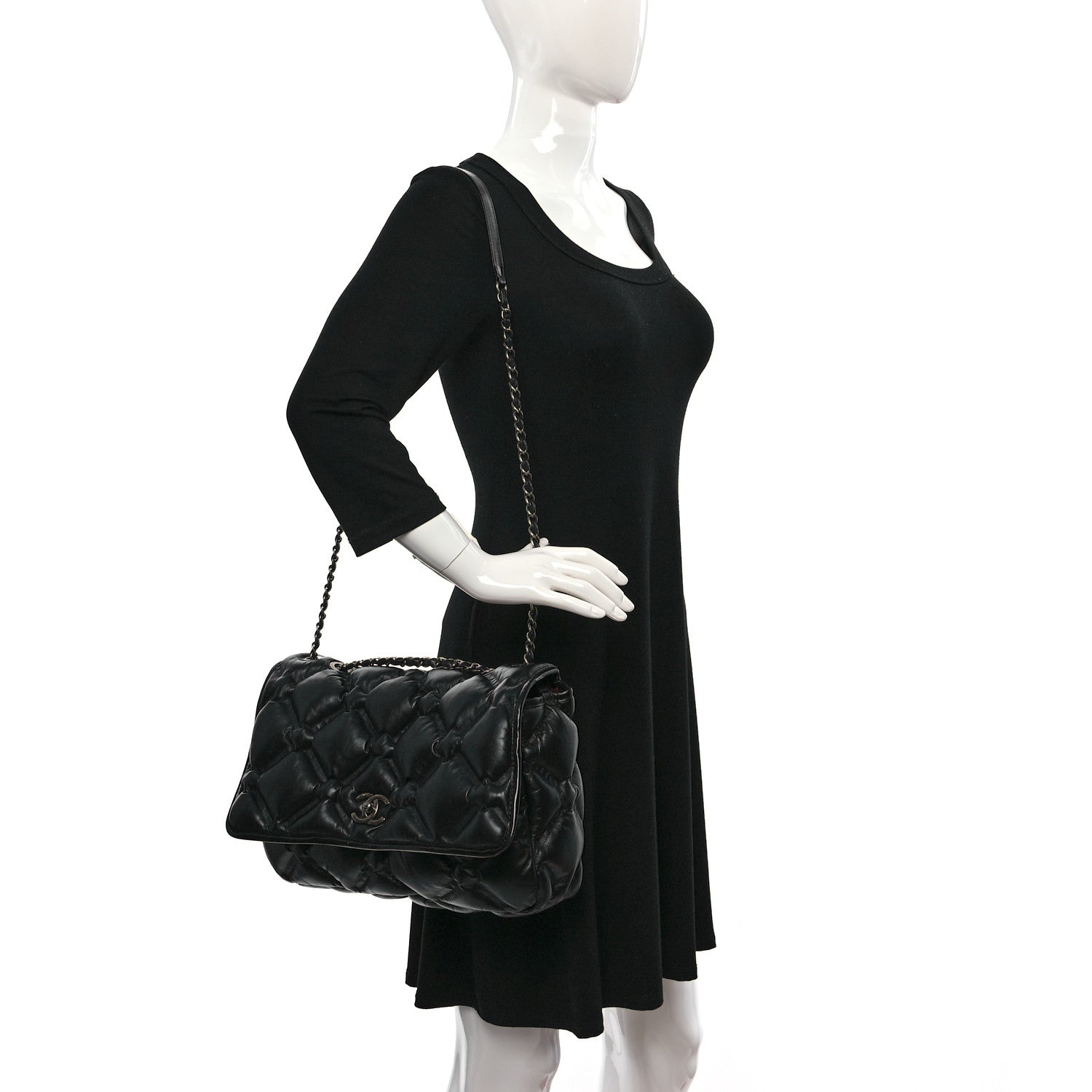 Chanel Calfskin Quilted Large Chesterfield Flap Black 2 of 9