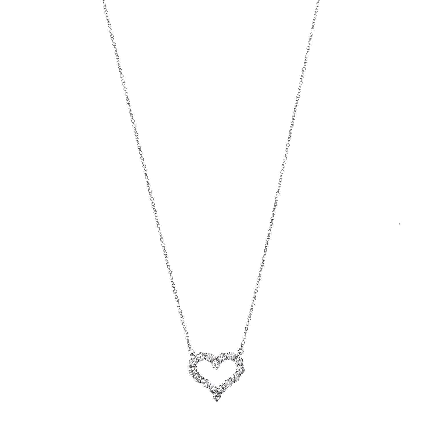 Tiffany Platinum Diamond .72ct Heart Pendant Necklace 1 of 7