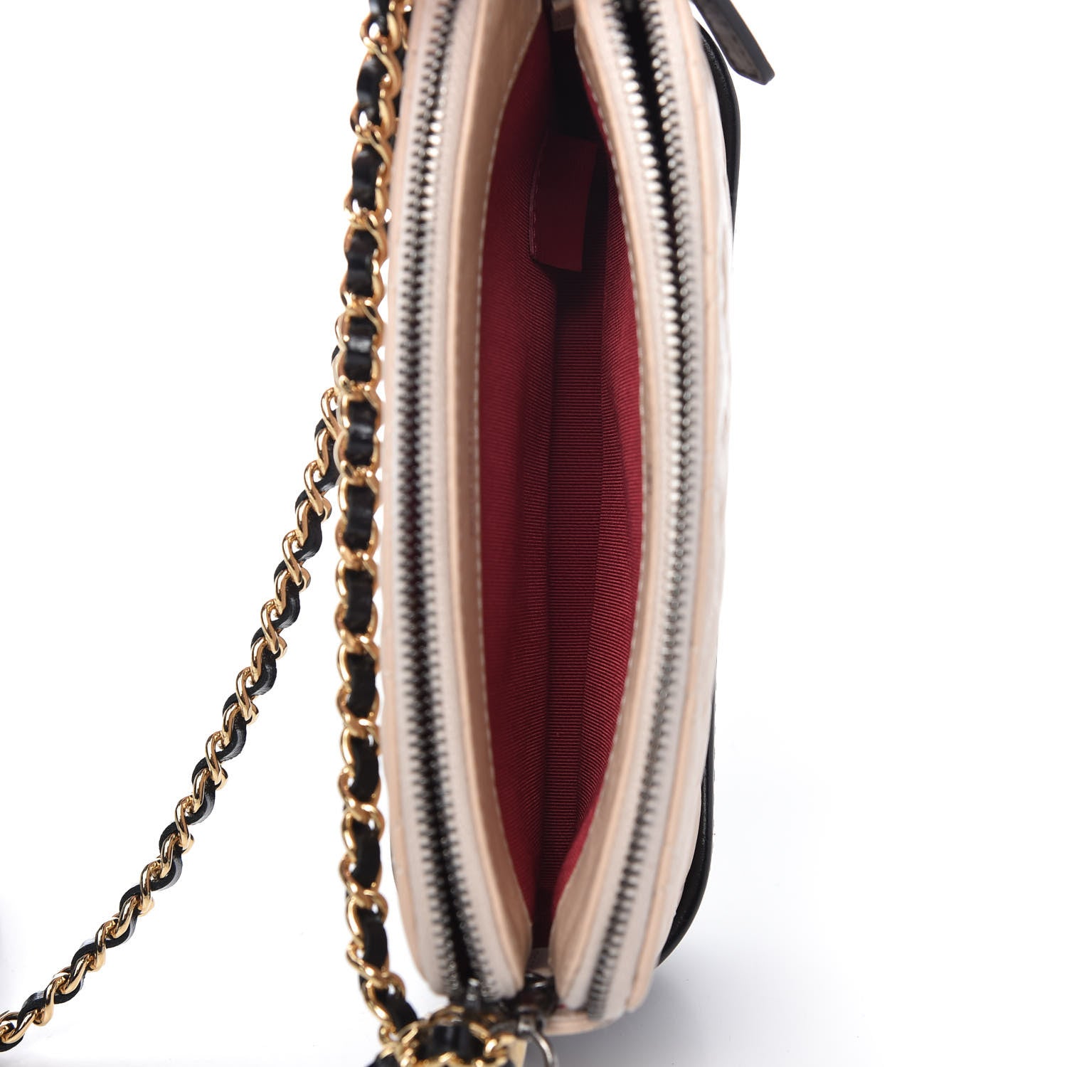 Chanel Aged Calfskin Quilted Small Gabrielle Clutch With Chain Beige Black 5 of 12