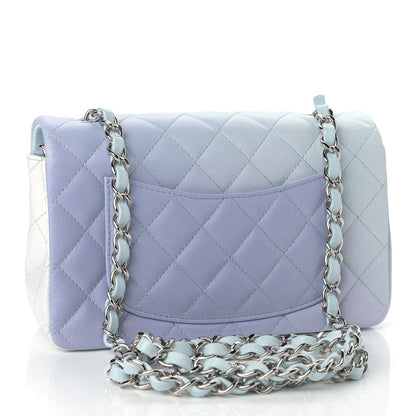 Chanel Perforated Lambskin Quilted Mini Rectangular Flap Light Blue Light Purple White 3 of 9