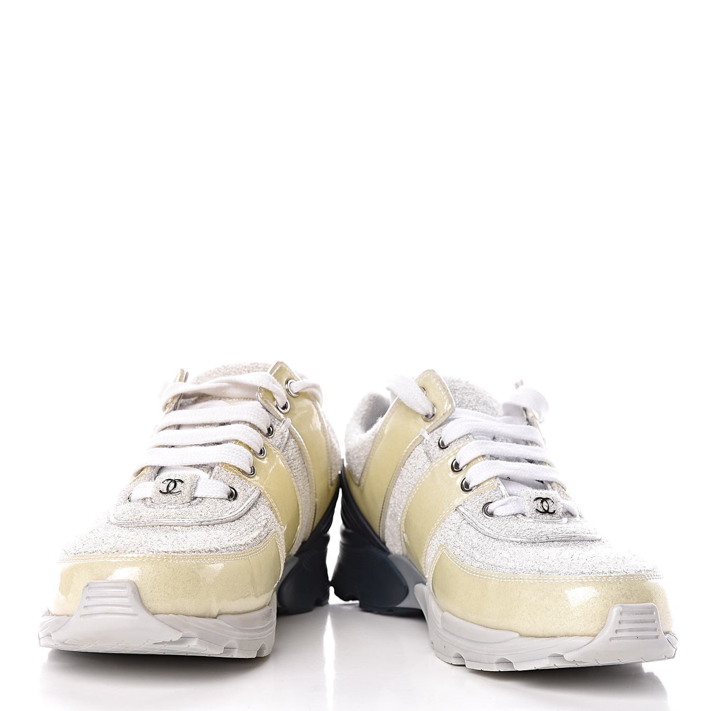 Iridescent Terry Cloth PVC Calfskin Sneakers 37.5 Silver