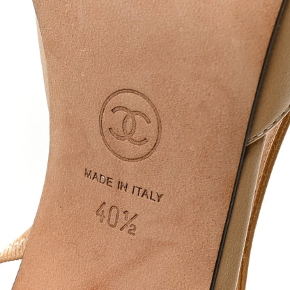 Chanel Goatskin Grosgrain Cap Toe CC Slingback Pumps 40.5 Beige Black 7 of 8