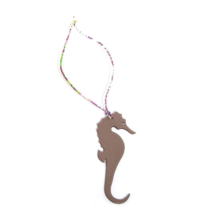 Hermes Togo Epsom Petit H Seahorse Bag Charm PM Etoupe Raisin 3 of 5