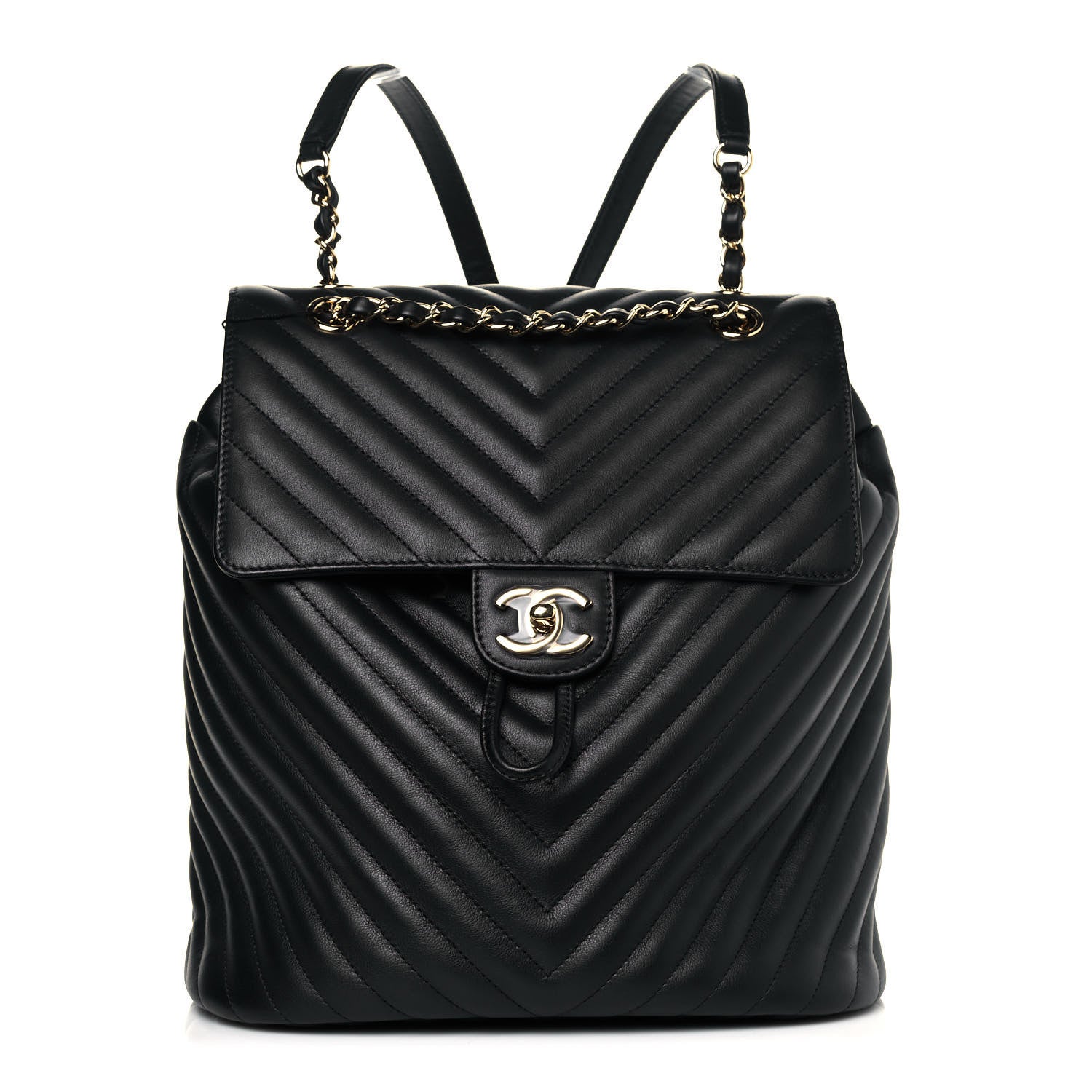 Chanel Calfskin Chevron Quilted Large Urban Spirit Backpack Black 1 of 12
