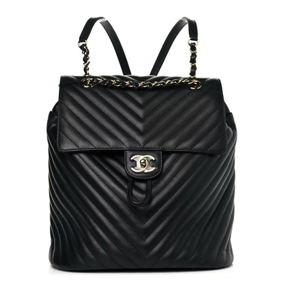Chanel Calfskin Chevron Quilted Large Urban Spirit Backpack Black 1 of 12
