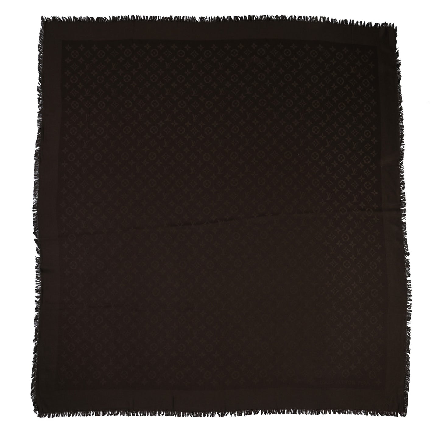 Silk Wool Monogram Shawl Brown