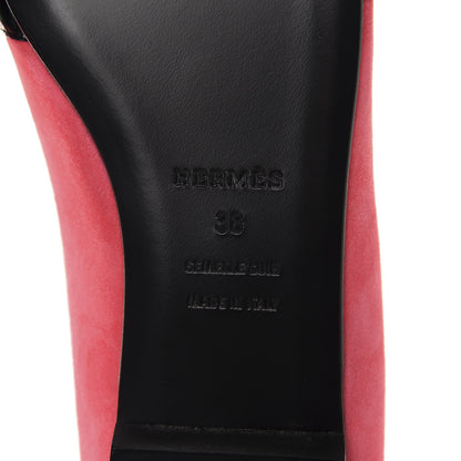 Hermes Velvet Goatskin Patent Epsom Nice Ballerina Flats 38 Fuchsia Black 7 of 8
