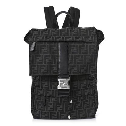 Fendi Recycled Fabric Jacquard Vitello Astro FF 1974 Medium Fendiness Backpack Asfalto Black 1 of 8