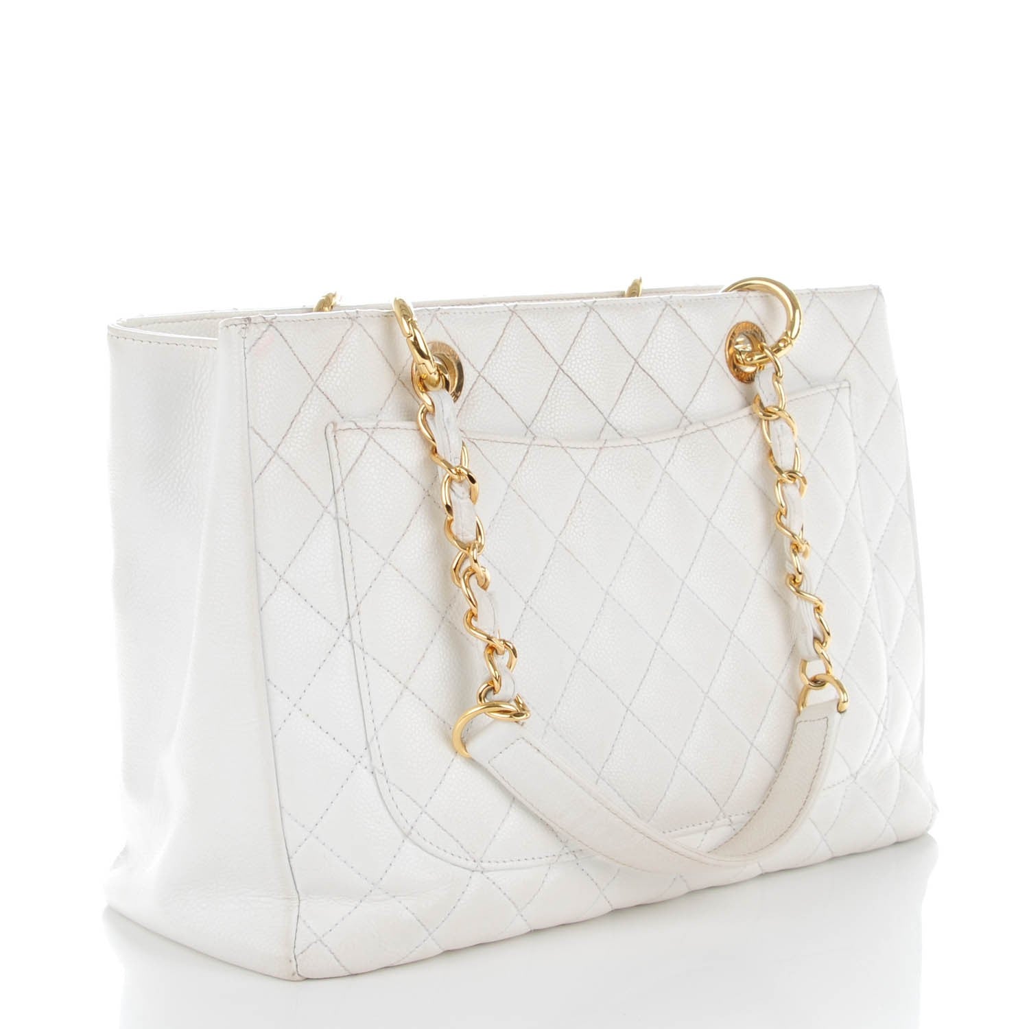 Chanel Caviar Quilted Grand Shopping Tote GST White 3 of 7