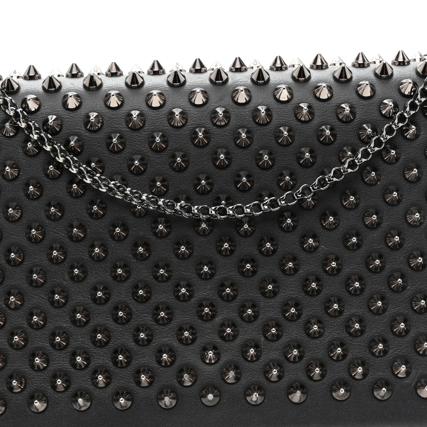 Calfskin Patent Spikes Paloma Clutch Black