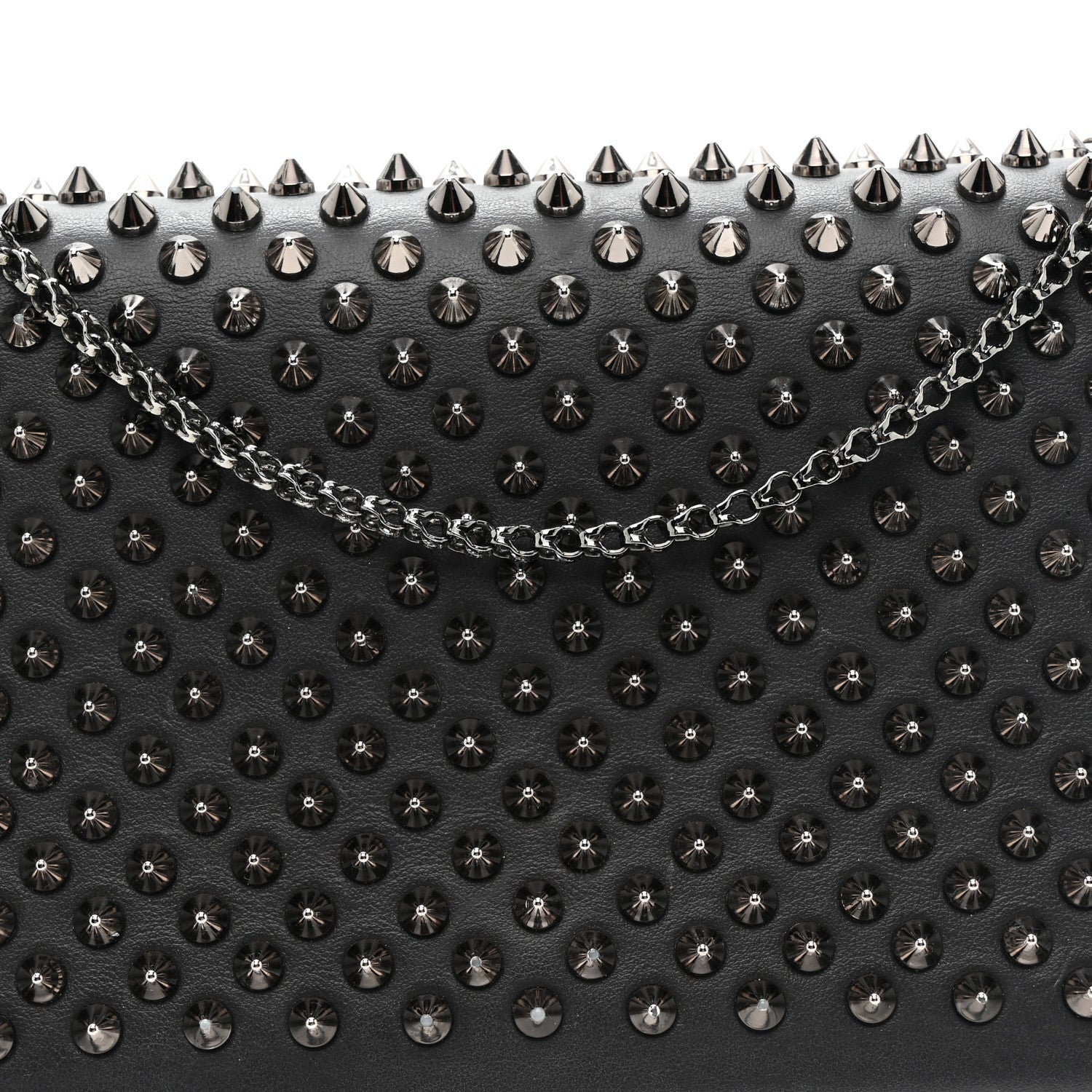Christian Louboutin Calfskin Patent Spikes Paloma Clutch Black 7 of 10