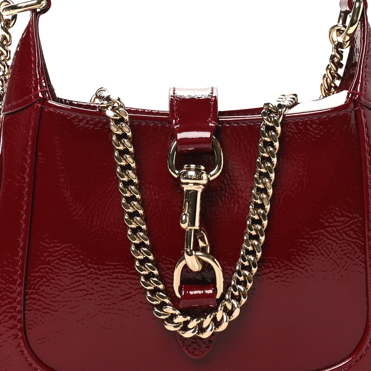 Gucci Crinkled Patent Mini Jackie Notte Bag Rosso Ancora Red 6 of 8