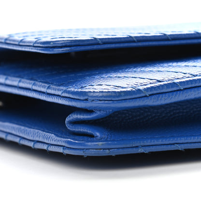 Chanel Caviar Chevron Quilted Wallet On Chain WOC Bright Blue 9 of 14