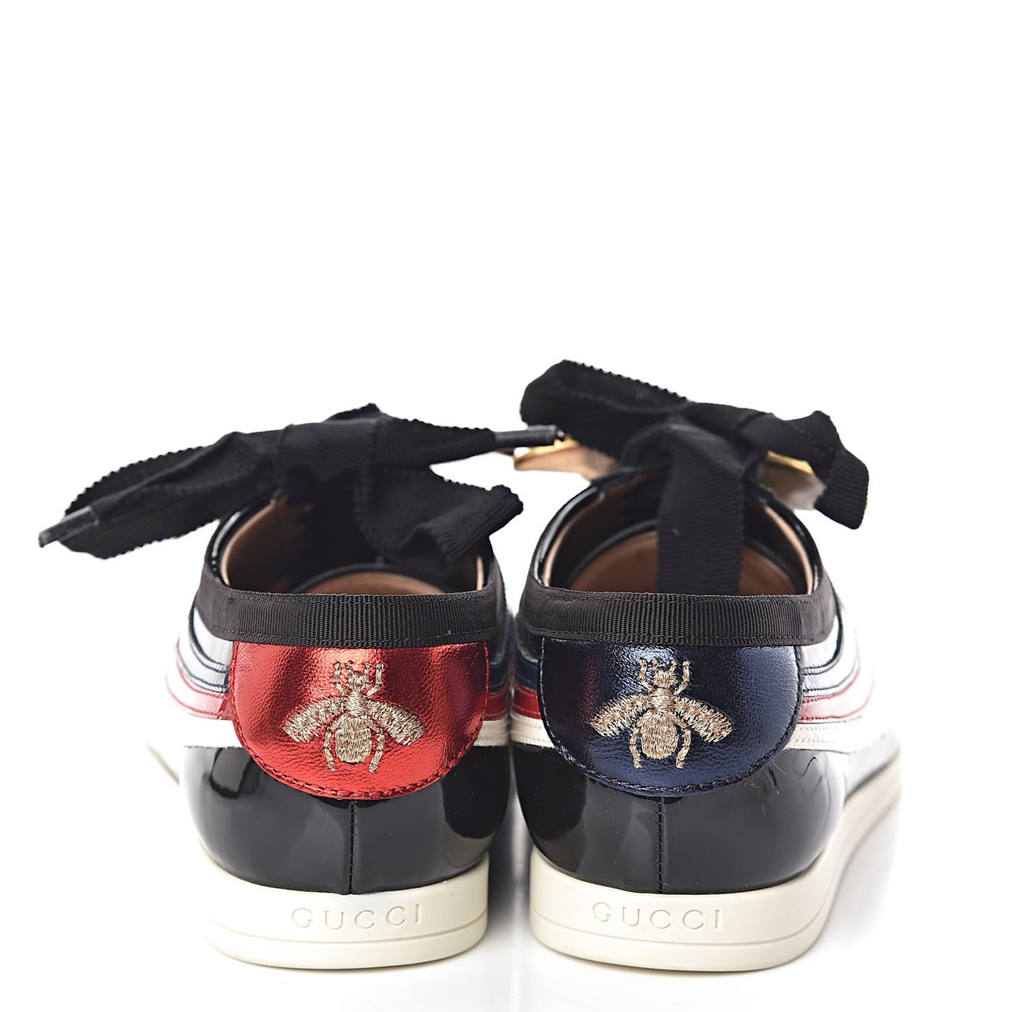 Patent Calfskin Crystal Womens Web Falacer Sneakers 36.5 Black