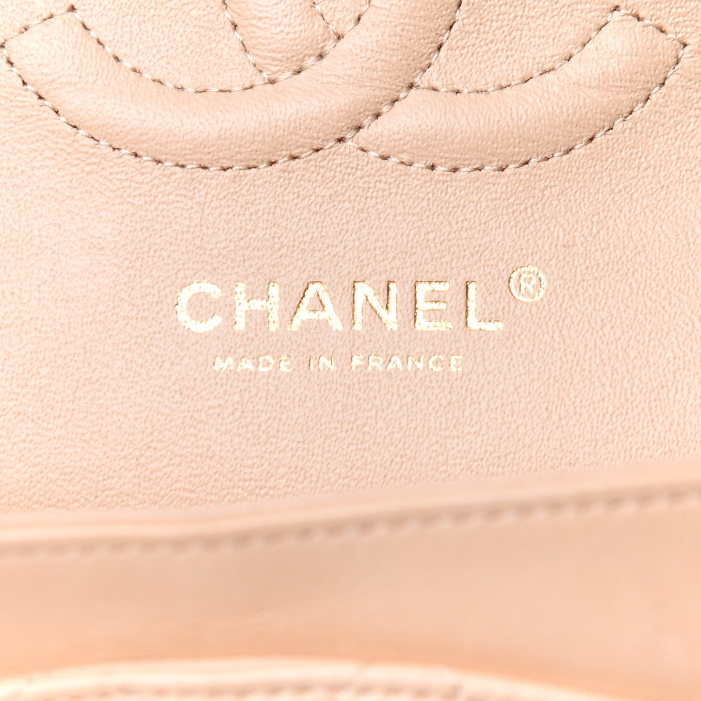 Lambskin Quilted Medium Double Flap Beige