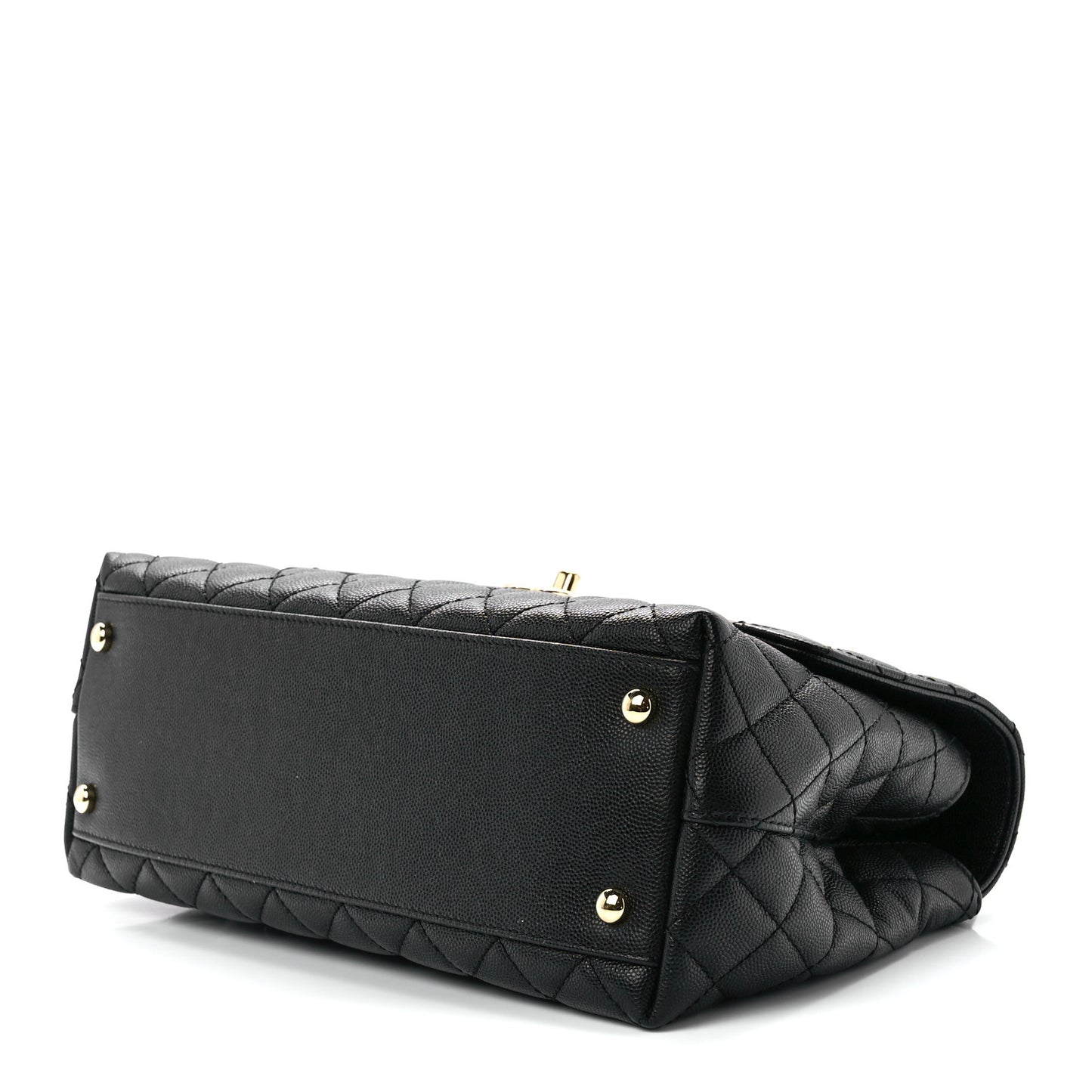 Caviar Lizard Embossed Quilted Small Coco Handle Flap Black