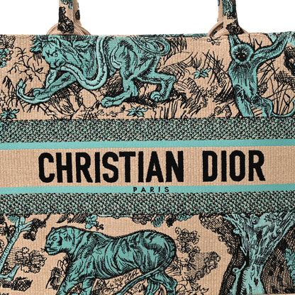 Christian Dior Raffia Embroidered Dioriviera Medium Book Tote Aquamarina 8 of 10