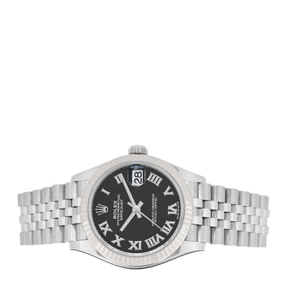 Rolex Stainless Steel 18K White Gold 31mm Oyster Perpetual Datejust Watch Black Roman 278274 2 of 5