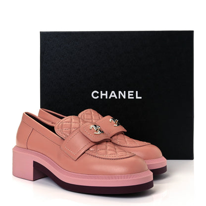 Chanel Lambskin Quilted CC Turnlock Loafers 38.5 Dark Pink 9 of 9