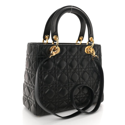 Christian Dior Lambskin Cannage Medium Lady Dior Black 3 of 10
