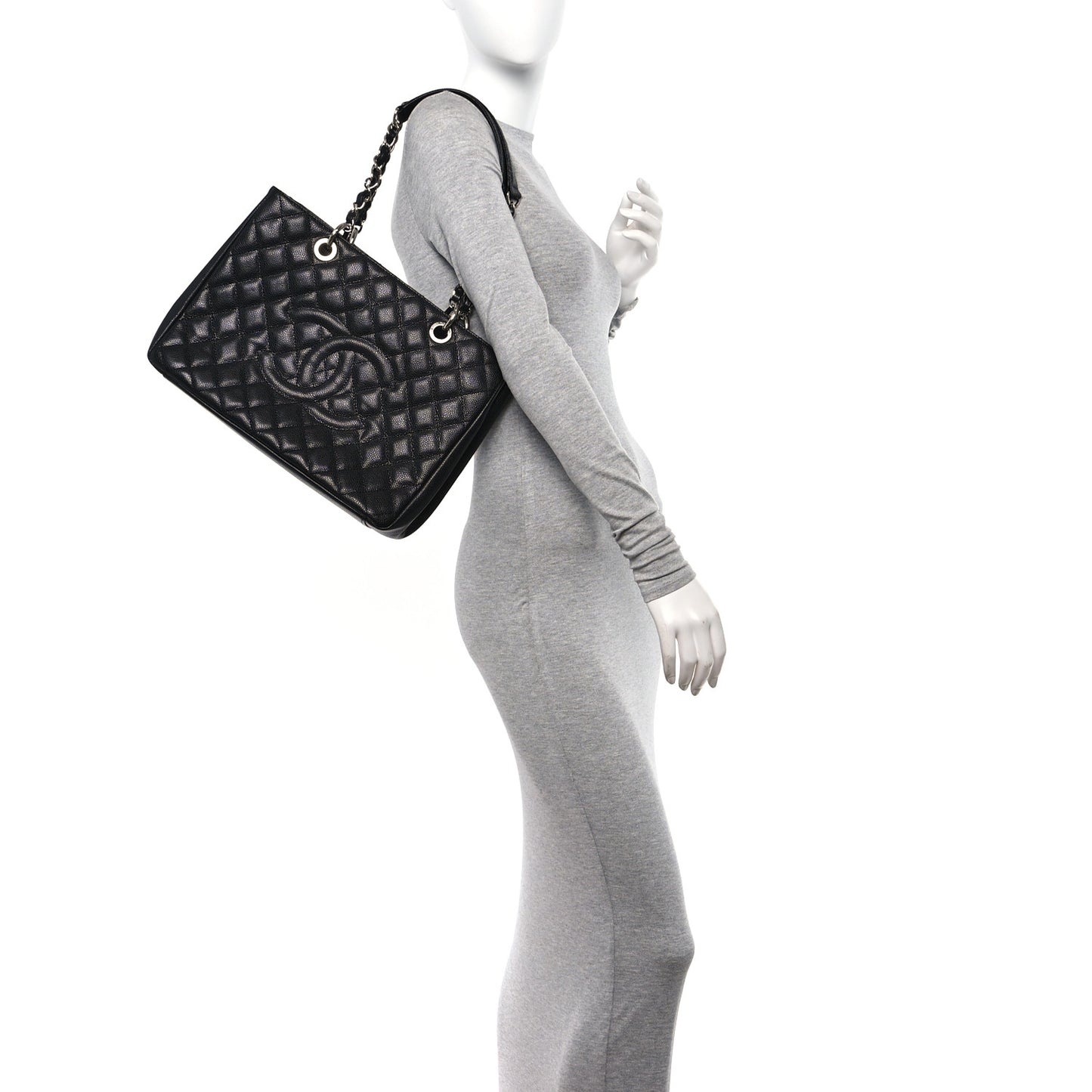 Caviar Quilted Grand Shopping Tote GST Black