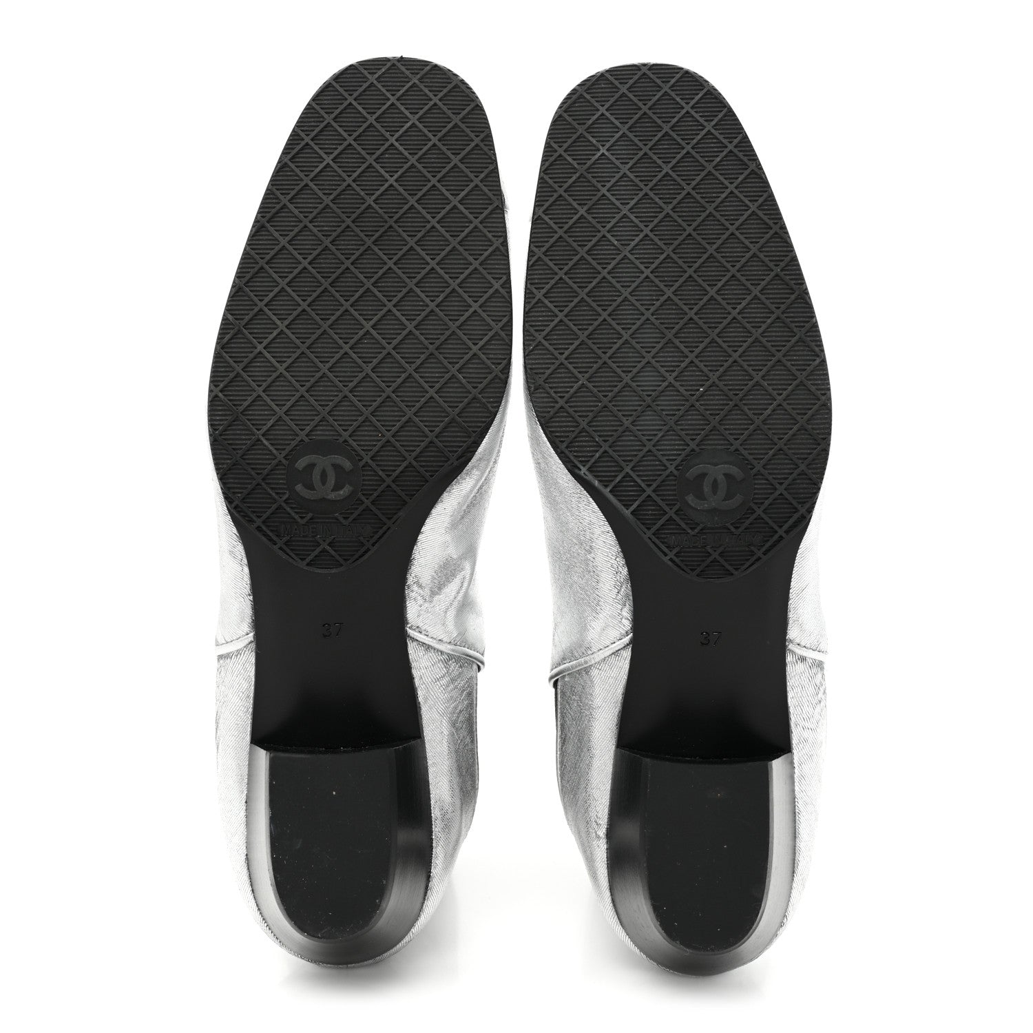 Chanel Fantasy Laminated Lambskin Cap Toe Ankle Boots 37 Silver 5 of 10