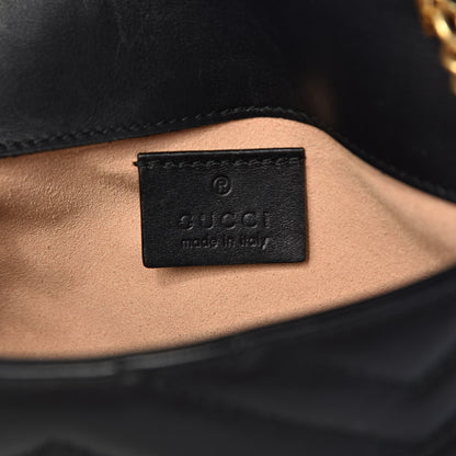 Gucci Calfskin Matelasse Super Mini GG Marmont Shoulder Bag Black 6 of 14