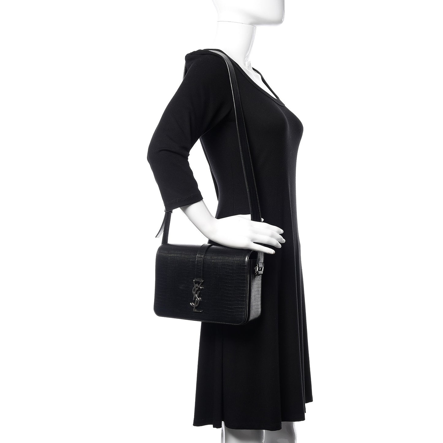 Lizard Calfskin Embossed Classic Medium Monogram Universite Bag Black