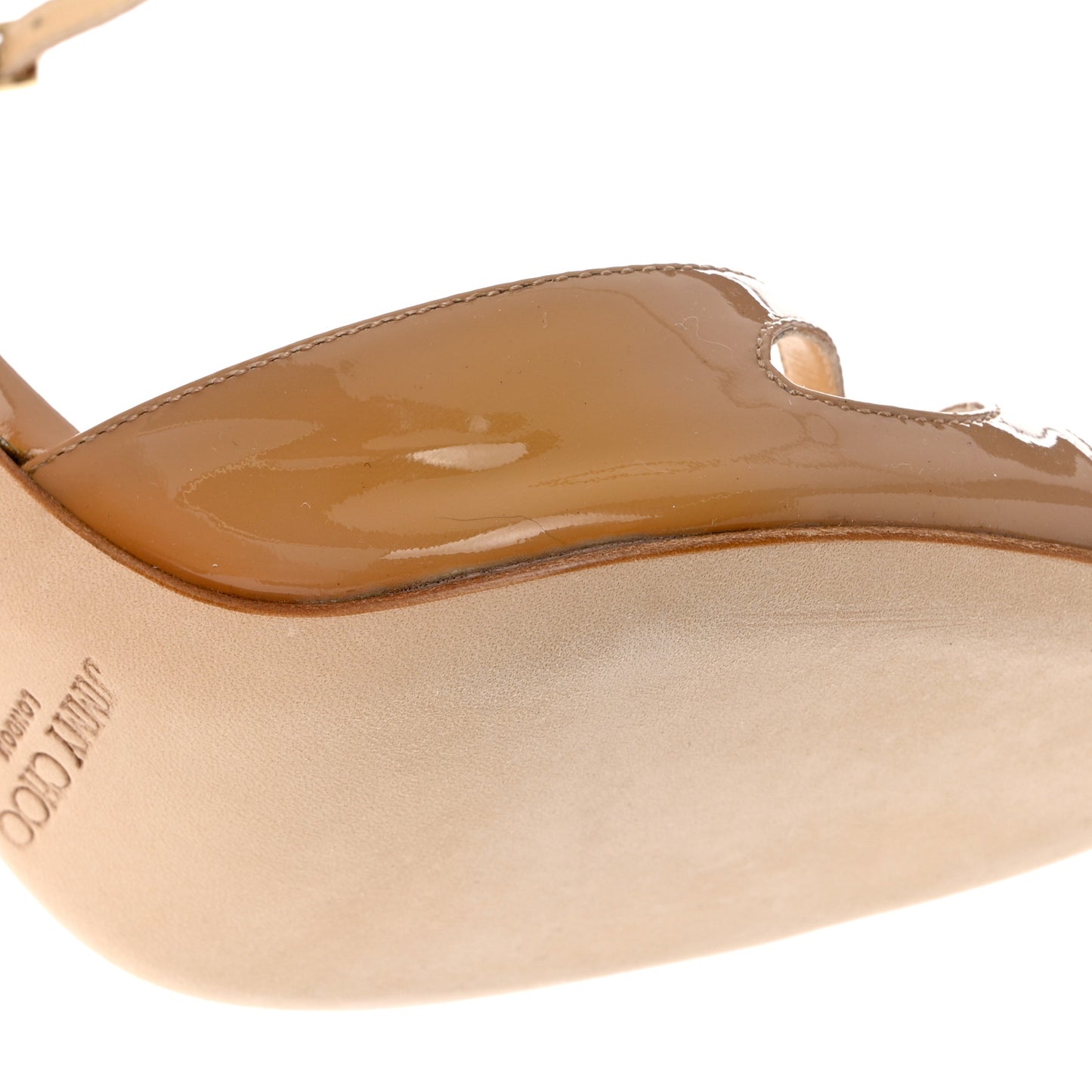 Patent Calfskin Sandals 38 Nude